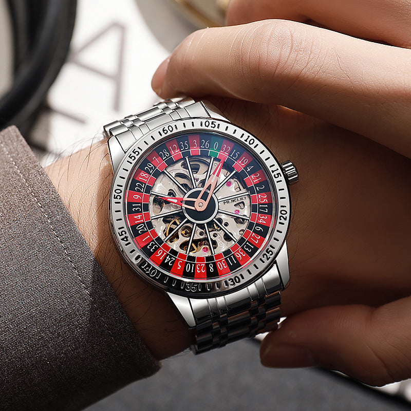 Authentic Export Wooden Wide Gamble Plate Men's Fully Automatic Mechanical Watch Waterproof Luminous Fashion Trendy Wristwatch