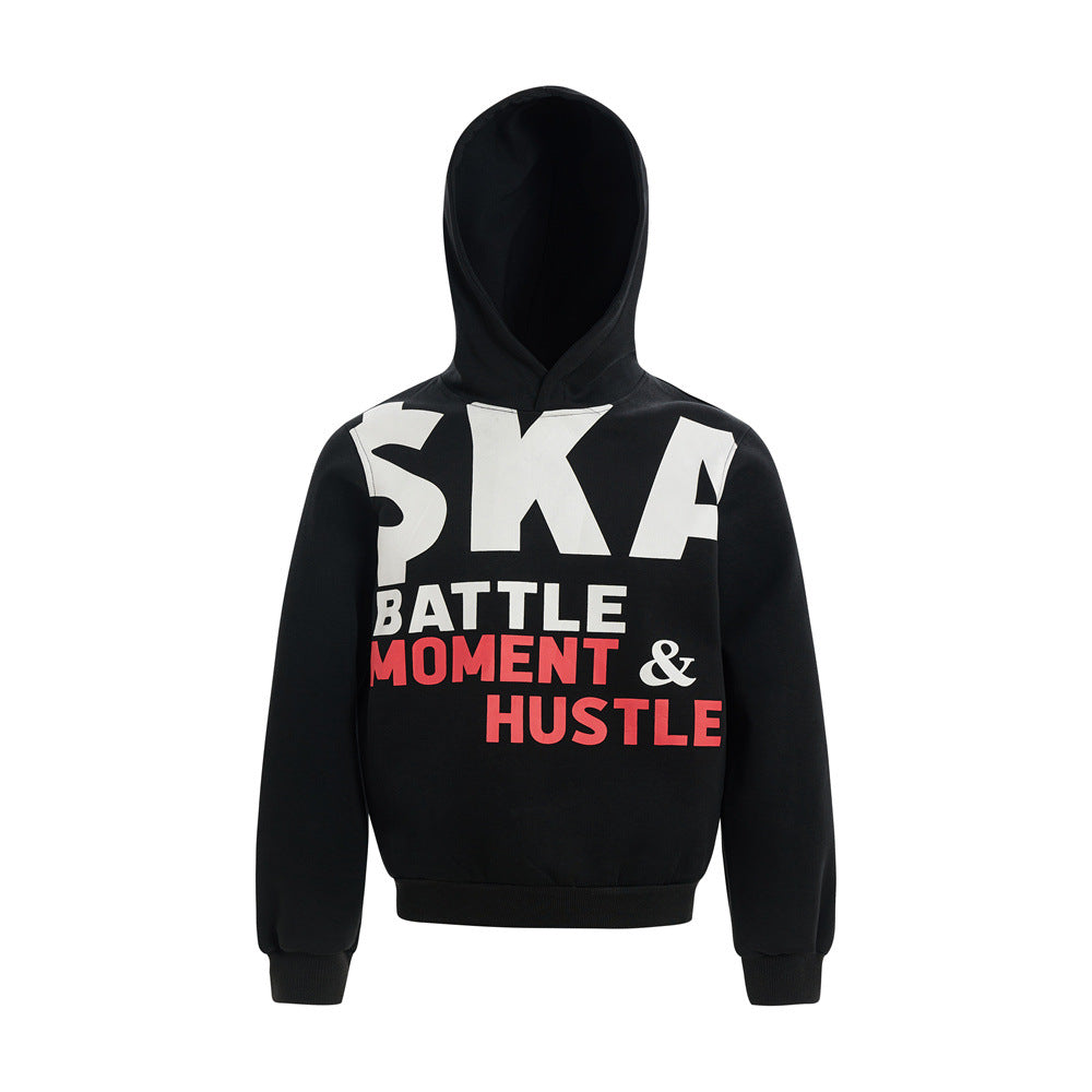Streetwear Men's Hooded Sweatshirt with Letter Print, Casual Loose Fit Long Sleeve Top