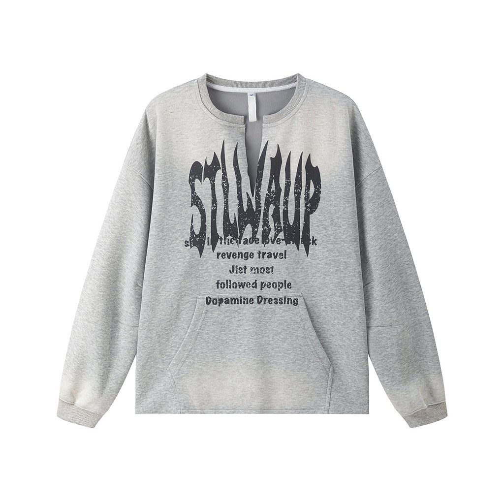 V-neck sweatshirt pullover sweatshirt