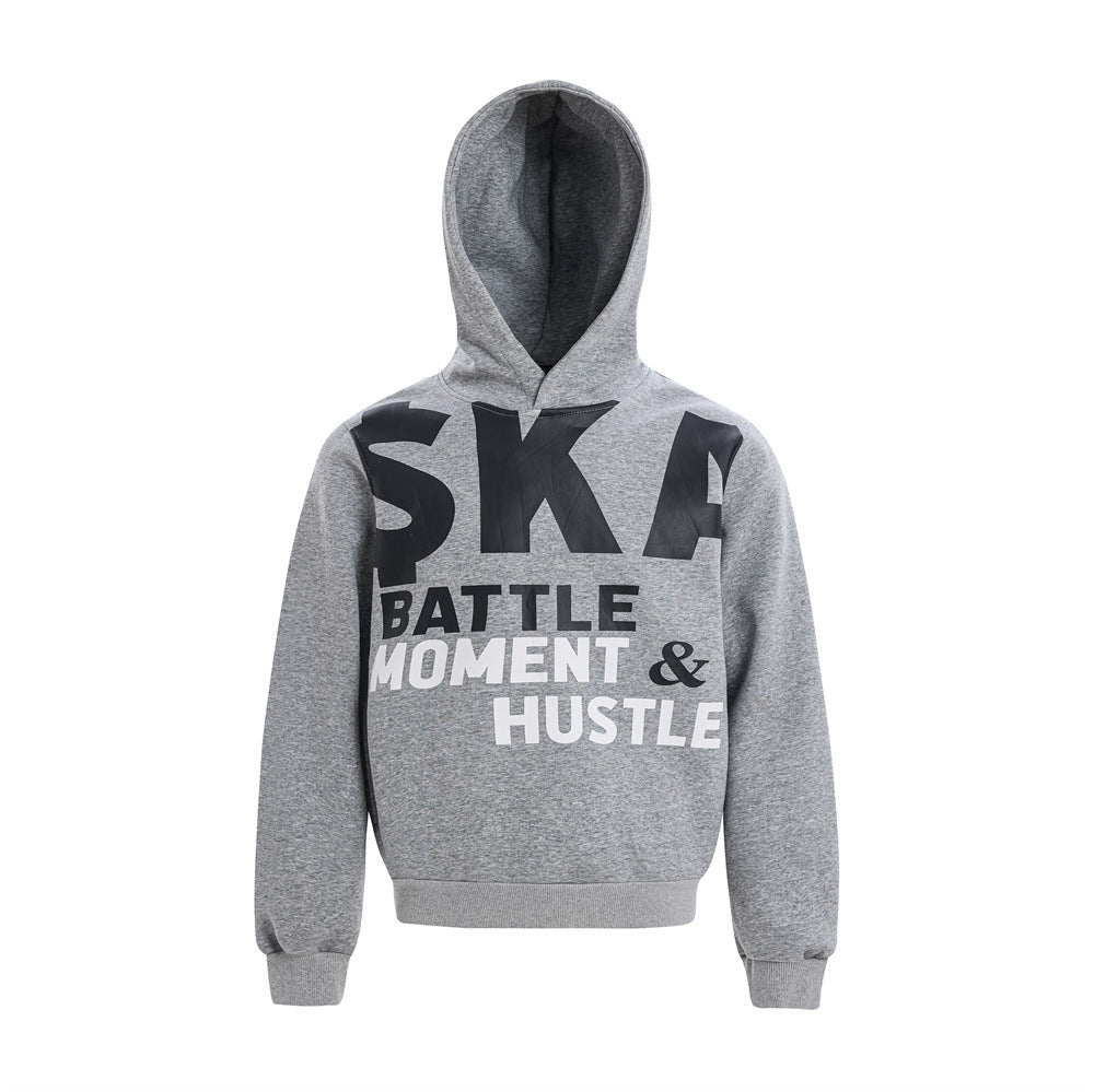 Streetwear Men's Hooded Sweatshirt with Letter Print, Casual Loose Fit Long Sleeve Top