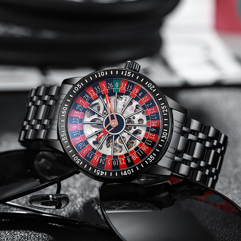 Authentic Export Wooden Wide Gamble Plate Men's Fully Automatic Mechanical Watch Waterproof Luminous Fashion Trendy Wristwatch